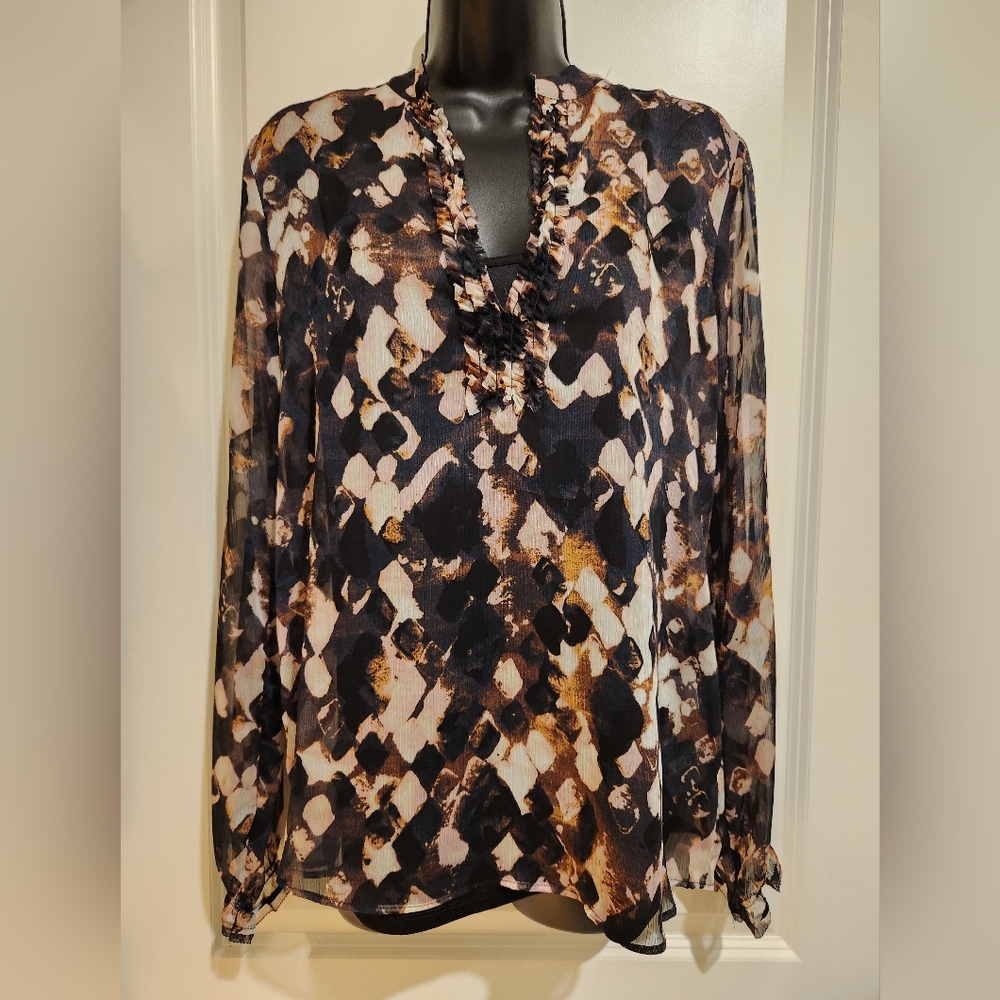 NWT Vera Wang Argyle V-Neck Blouse w/ Camisole Sz MED